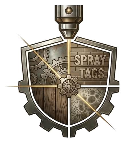 Lazer Restore crest — a laser beam restoring metal, brick, wood and stone